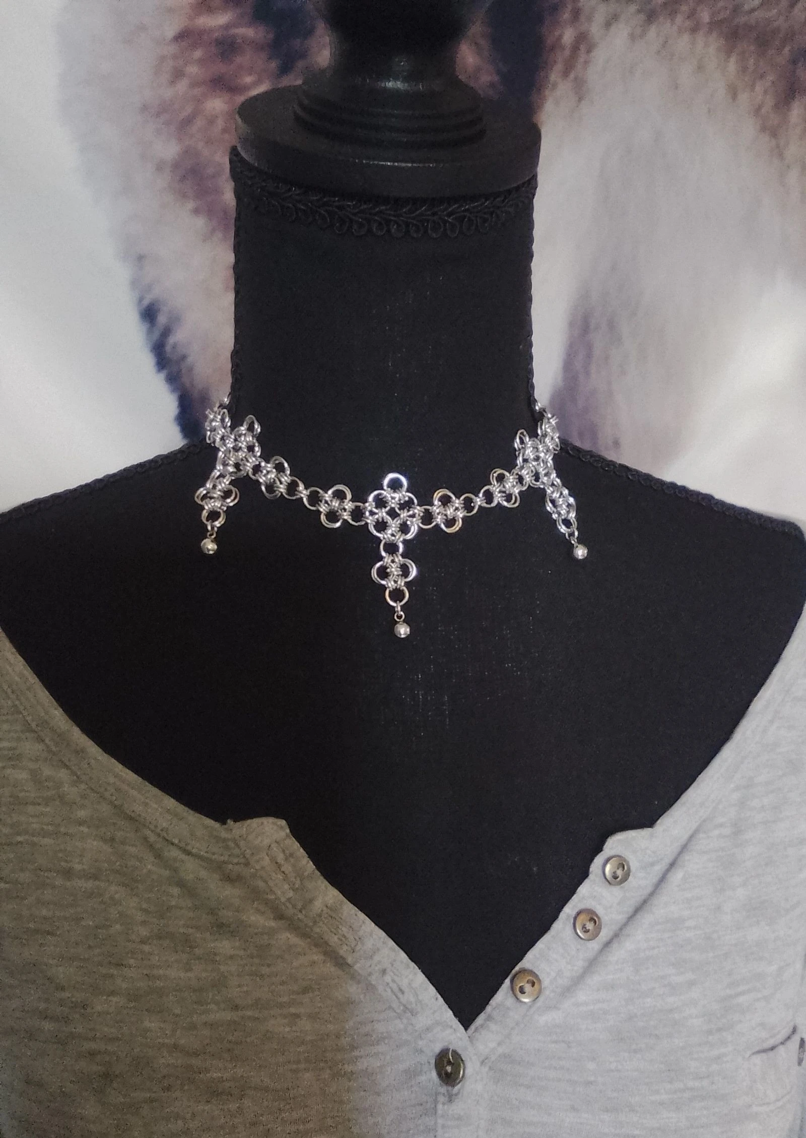 Collier choker décolleté chainmail japonais Style gothique 